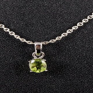                       Peridot Pendant Natural stone Peridot semi Precious stone Certified and Astrological Purpose for unisex Silver Peridot S                                              