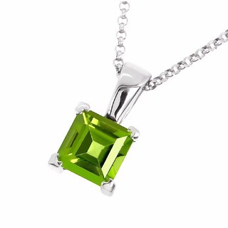                       Peridot Pendant Natural stone Peridot semi Precious stone Certified and Astrological Purpose for unisex Silver Peridot S                                              