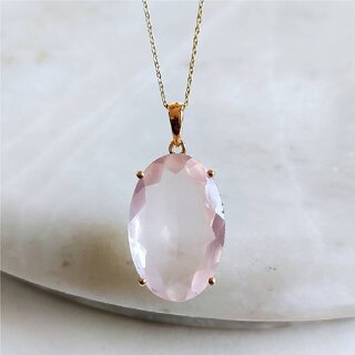                       Rose Quartz Pendant Original Stone Rose Quartz Astrological and Fashionable Gold-plated Quartz Stone                                              