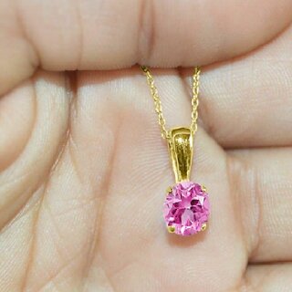                       Pink sapphire pendant Gold Sapphire Stone Pendant  Original stone Certified Ans Astrological Purpose                                              