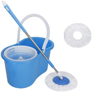                       VMgold 360 Spin Blue Bucket Mop Set with an Additional Microfiber Refill                                              
