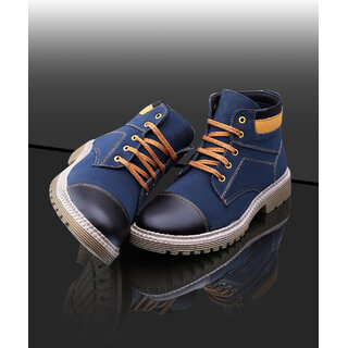                      Imcolus Blue Synthtic Lace-up Boot For Men                                              