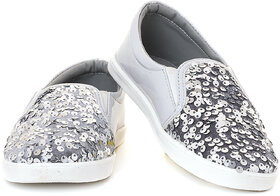 KHADIM Adrianna Grey Casual Slip On Shoe for Girls - 4.5-12 yrs (2894509)
