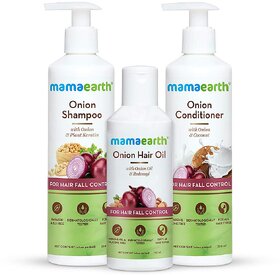 Mamaearth Anti Hair Fall Spa Range Hair Care Set Onion Shampoo 250 ml + Onion Conditioner 250 ml + Onion Hair Oil 150 m