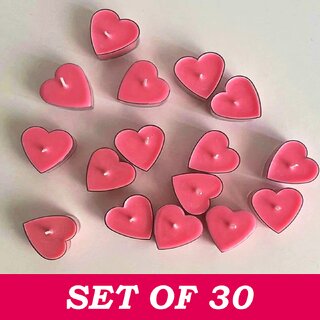                       Heart Shaped Lavender Scented Floating Candles For Diwali, Valentine Day and Special Events - Set of 30 Piece, Pink                                              