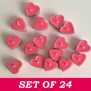                       Heart Shaped Lavender Scented Floating Candles For Diwali, Valentine Day and Special Events - Set of 24 Piece, Pink                                              