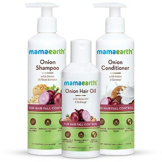 Mamaearth Anti Hair Fall Spa Range Hair Care Set Onion Shampoo 250 ml + Onion Conditioner 250 ml + Onion Hair Oil 150 m