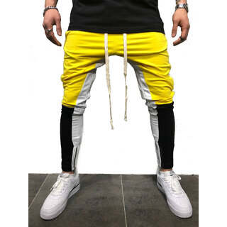                       Ruggstar Track Pant for Men (White Yellow Black )                                              