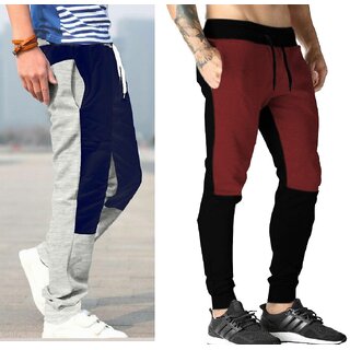 Ruggstar Track Pant for Men(Gray Navy+Maroon)