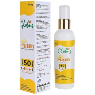 Globus Naturals Sunscreen Lotion, Daily Sun Protect for Face & Body, SPF 50+++ Broad Spectrum UVA & UVB Protection