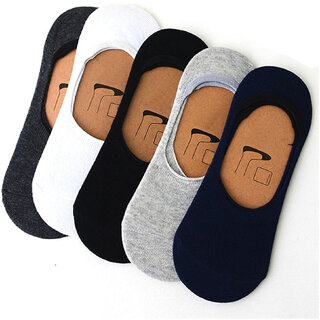 Eastern Club Premium Cotton Loafer Socks with Anti-Slip Silicon - Pack of 5 for Men and Women (multi-colour socks)