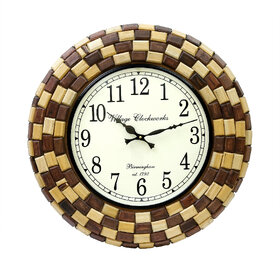 Royal Craft Palace Handcrafted Unique Round Analog Wooden Clock (18 Inch, 12 Inch Dial)