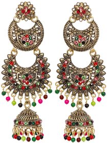 D Pearls Bohemian Multi-Color Earrings for Girls and Women