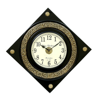 Royal Craft Palace Handcrafted with intricate brass emboss design work/ Diamond shape Analog Wooden Clock (18 Inch)