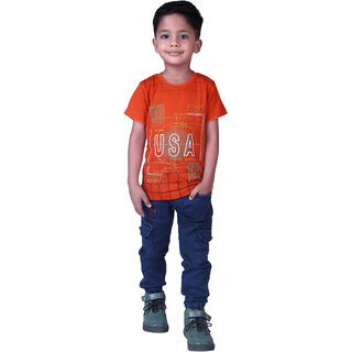                       Kid Kupboard Cotton Baby Boys T-Shirt, Red, Half-Sleeves, Crew Neck, 4-5 Years KIDS4607                                              