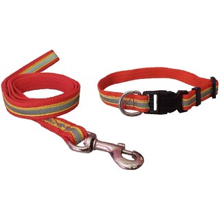                       Petshop7 Reflecting Dog Collar  Leash Small Dog Collar  Leash (Small, Red )                                              