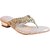 OZURI Women's Embellished V Shape Ethnic Gold Flat Sandals