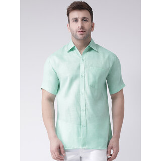                       RIAG Men Green Solid Regular Fit Casual Shirt                                              