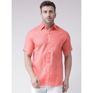                       RIAG Men Orange Solid Regular Fit Casual Shirt                                              