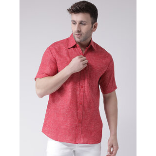                       RIAG Men Red Solid Regular Fit Casual Shirt                                              