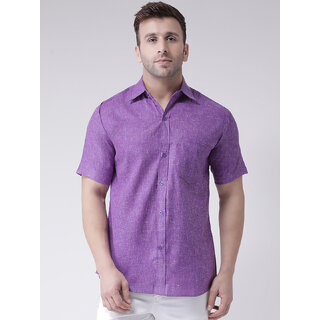                       RIAG Men Purple Solid Regular Fit Casual Shirt                                              