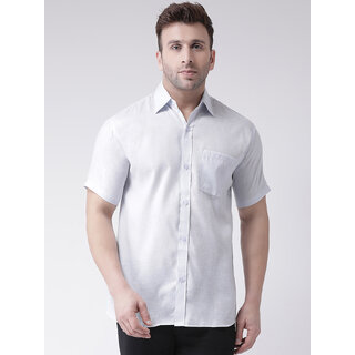                       RIAG Men White Solid Regular Fit Casual Shirt                                              