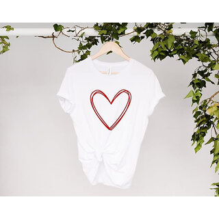                       Vivient Women White Heart Printed T-shirt                                              