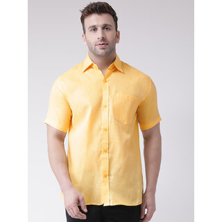                       RIAG Men Yellow Solid Regular Fit Casual Shirt                                              