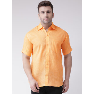                       RIAG Men Orange Solid Regular Fit Casual Shirt                                              