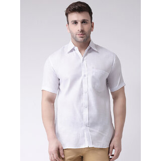                       RIAG Men White Solid Regular Fit Casual Shirt                                              