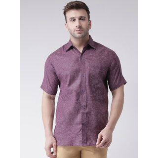                       RIAG Men Purple Solid Regular Fit Casual Shirt                                              