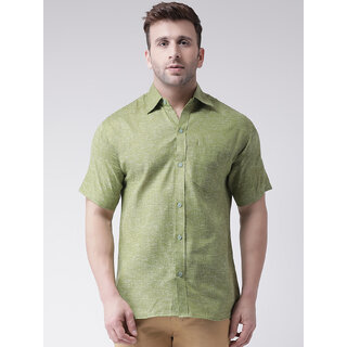                       RIAG Men Green Solid Regular Fit Casual Shirt                                              
