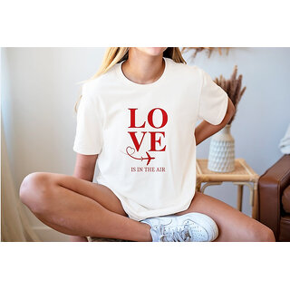                       Vivient Women Red Love Printed White T-Shirt                                              