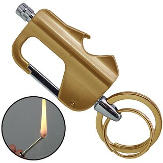                       Gold Stainless Steel Cigarette Lighter ( Pack of 1 ) - 5                                              