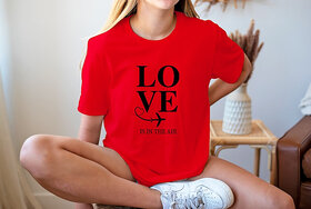 Vivient Women Black Love Printed Red T-Shirt