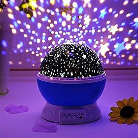 Wox Night Light Lamp Projector Star Light Rotating Projector Star Projector Lamp with Colors and 360 Degree Moon Star Projection with USB CableLamp for Kids Room (New)