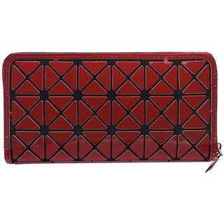                       Red Faux Leather Box Clutch - 08                                              