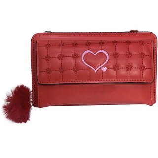                       Red Faux Leather Box Clutch - 01                                              