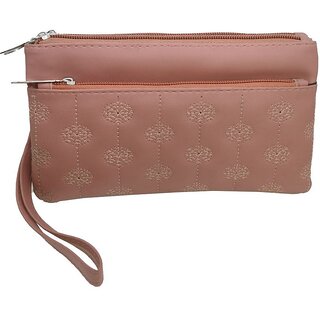                       Pink Faux Leather Box Clutch - 05                                              