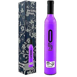                       Wox Wine Bottle Shape Mini Compact Foldable Umbrella with Plastic Case Foldable Portable Umbrella with Bottle Cover for UV Protection & Rain                                              