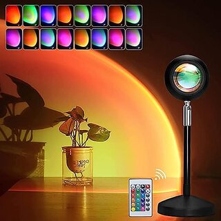 Wox Sunset Lamp with Remote Control - 16 Colors/4 Modes UFO Shape Rainbow Projection Night Light 180 Degree Rotation USB Charging lamp for Room Dxefxbfxbdcor