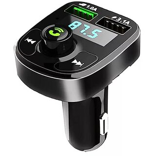                       Wox Car X8 Fm Modulator Transmitter Hand Free Kit Dual USB C Interface Wireless Qc3.0 Car Fast Charger Car MP3 Player USB BT 5.0 (Pack of - 1)                                              