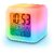 Wox Cube Square Plastic 7 Color Changing Glowing LED Digital Alarm Desk Clock Night Table Watch (Assorted Color)