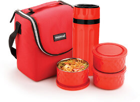Trueware Executive Plus Microwave safe Lunch Box, 3 Container 300 ML Each  500 ML Flask 3 Containers Lunch Box (300 ml)