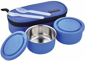 Trueware Executive MicroSafe Blue 2 Containers Lunch Box (600 ml)