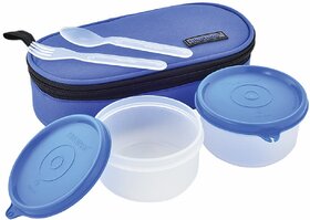 Trueware Classic PP Blue 2 Containers Lunch Box (600 ml)