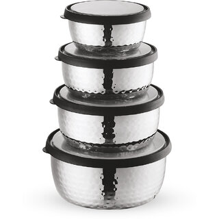                       Trueware Neo Stainless Steel Storage Bowl (Silver, Pack of 4)                                              