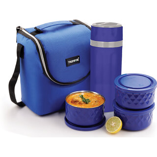 Trueware Executive Plus Microwave safe Lunch Box, 3 Container 300 ML Each  500 ML Flask 3 Containers Lunch Box (300 ml)