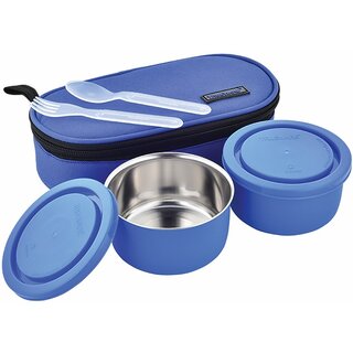                      Trueware Executive MicroSafe Blue 2 Containers Lunch Box (600 ml)                                              
