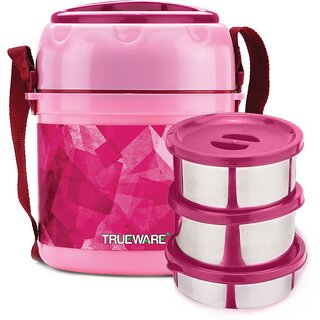 Trueware Ofce plus 2 Lunch Box 3 Stainless Steel Containers Tifn Insulated Lunch Box 300 ml x 2, 200 ml x 1-Pink 3 Containers Lunch Box (800 ml, Thermoware) Trueware Ofce plus 2 Lunch Box 3 Stainless Steel Containers Tifn Insulated Lunch Box 300 ml x 2, 200 ml x 1-Pink 3 Containers Lunch Box (800 ml, Thermoware)